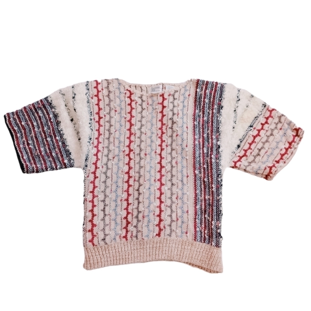 Bonnie And Bill New York‎ Vintage 3D Knit Short Sleeve Pullover Sweater Top
